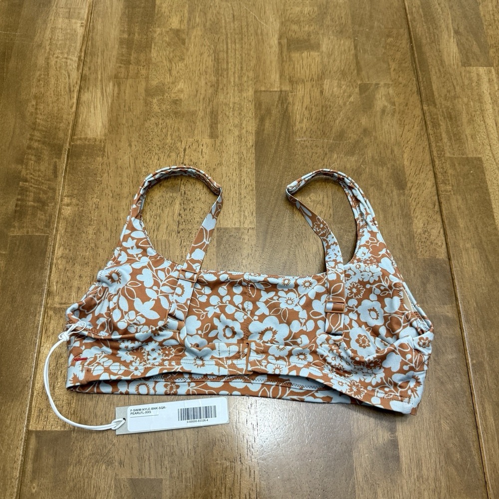Everlane bikini top women's XXS floral‎ romantic cottage square neck ReNew NEW - Picture 3 of 10